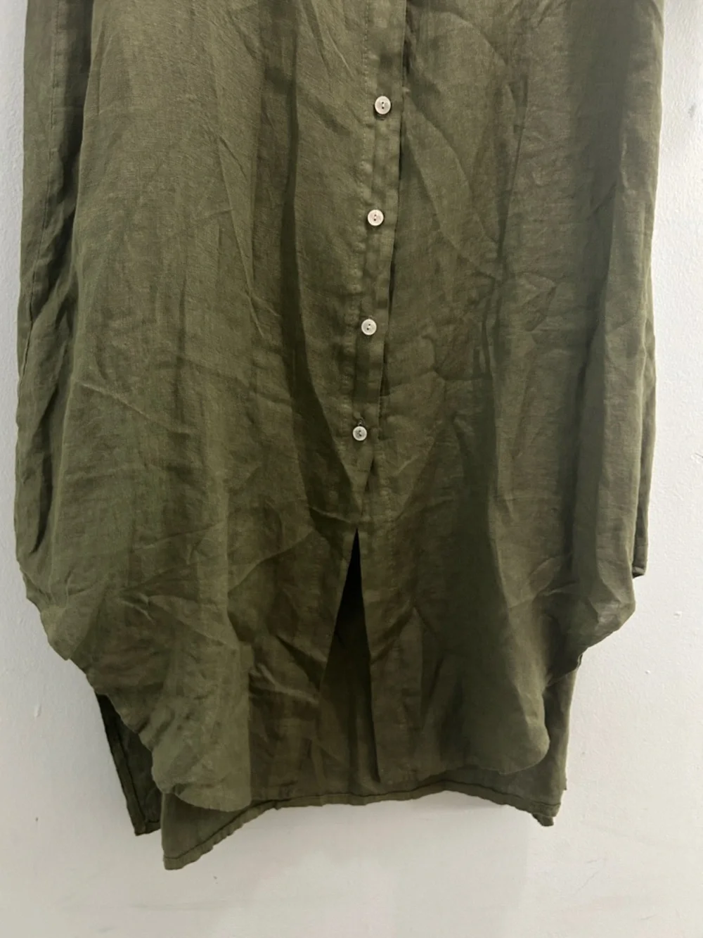 MADE IN ITALY LONG SHIRT 100% linen Shirt Dress PERSIMMON - Picture 4 of 7